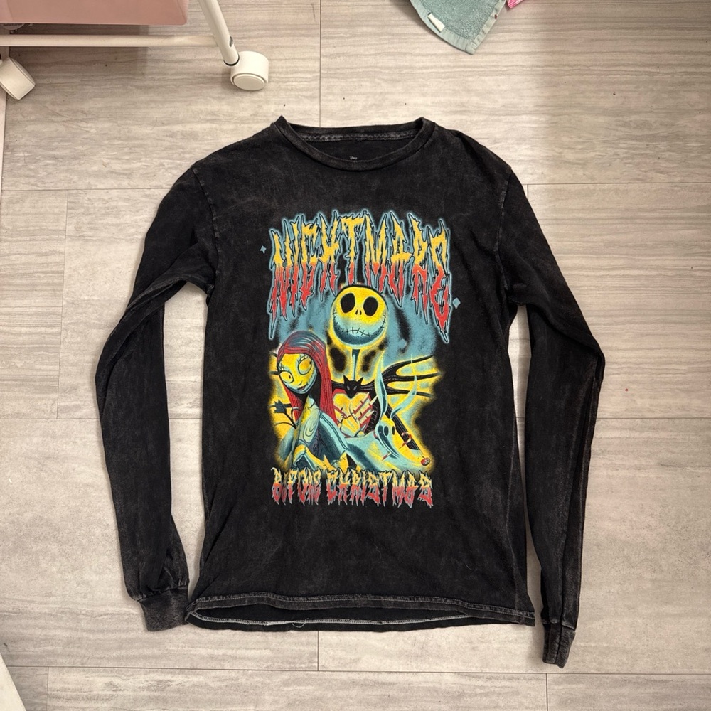 Disney The Nightmare Before Christmas Black Tee with Yellow, Blue & Red Graphic